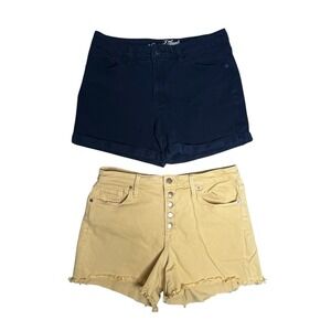 2 Pair Universal Thread Shorts Women's 10/30R Midi High Rise‎ Button Fly & Zip